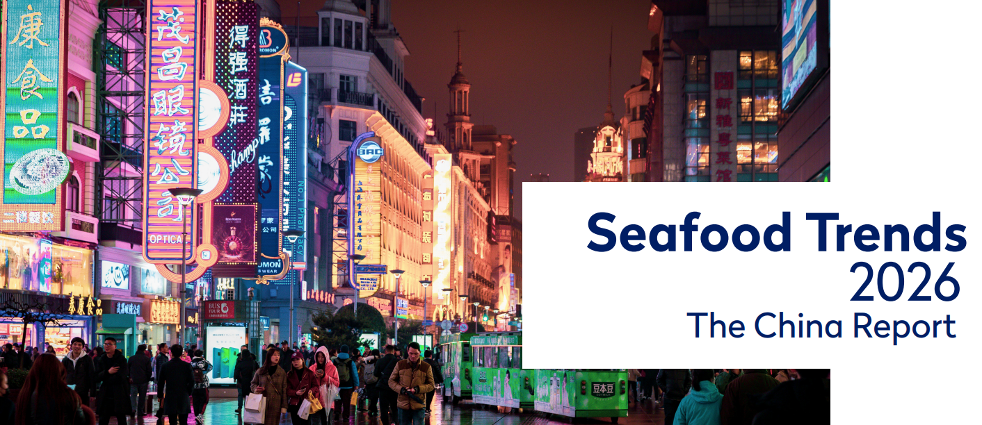 Front page of top seafood trends 2026 report.