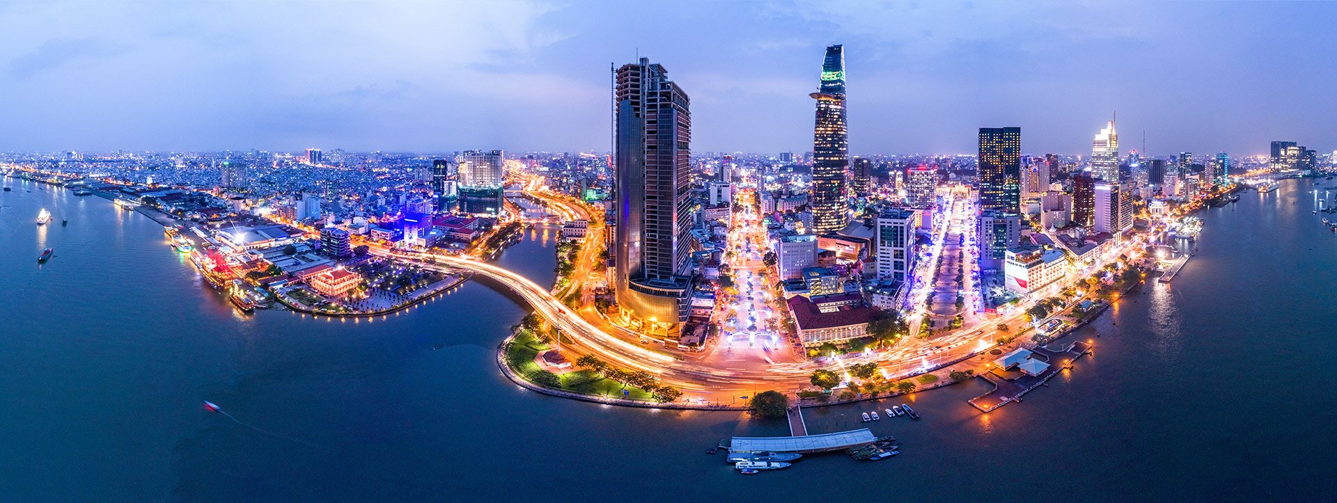 Ho Chi Minh City skyline at sunset